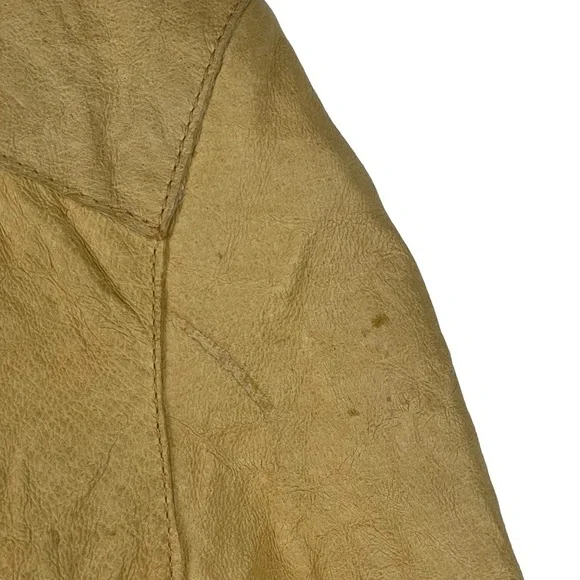 WILSONS LEATHER TAN DISTRESSED CRINKLE BUTTON DOWN NOTCH COLLAR BLAZER JACKET - Picture 11 of 15